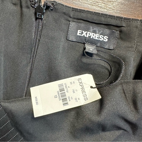 Express Pinstriped Waist Tie Asymmetrical Pencil Skirt - Picture 4 of 4